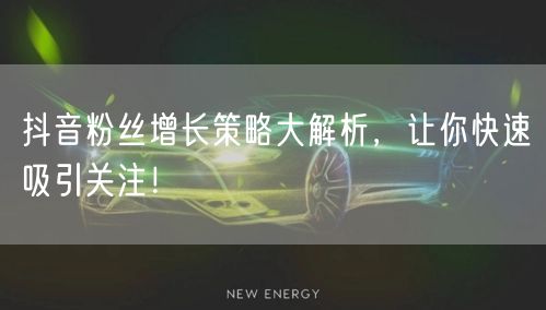 抖音粉丝增长策略大解析，让你快速吸引关注！