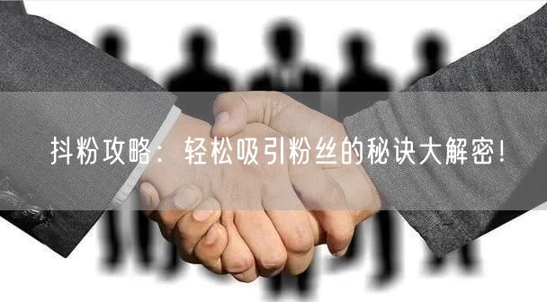 抖粉攻略：轻松吸引粉丝的秘诀大解密！