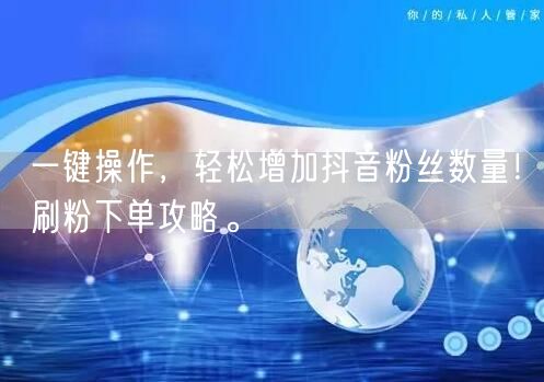 一键操作，轻松增加抖音粉丝数量！刷粉下单