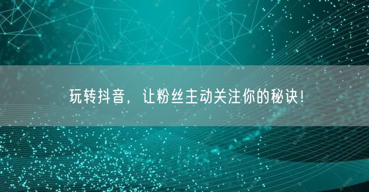 玩转抖音，让粉丝主动关注你的秘诀！
