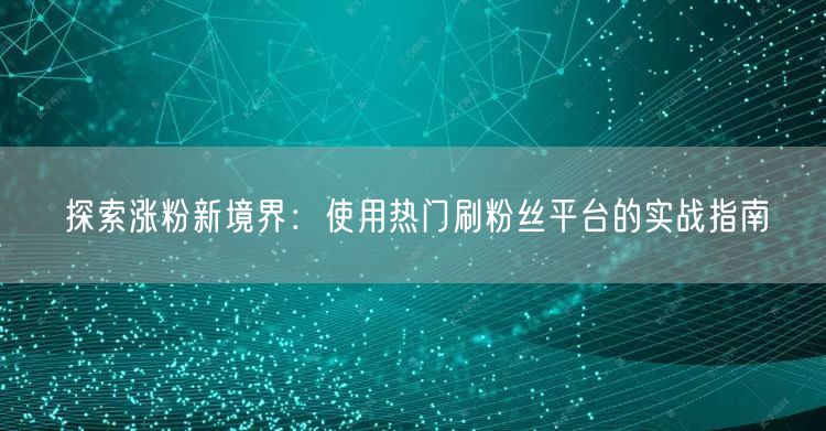 探索涨粉新境界：使用热门刷粉丝平台的实战指南