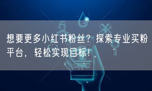 想要更多小红书粉丝？探索专业买粉平台，轻松实现目标！