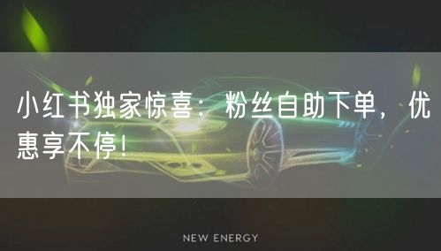 小红书独家惊喜：粉丝自助下单，优惠享不停！