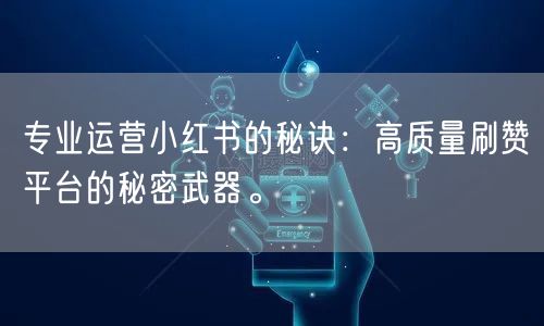 专业运营小红书的秘诀：高质量刷赞平台的秘密武器。