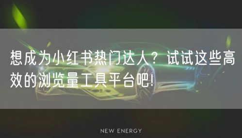 想成为小红书热门达人？试试这些高效的浏览量工具平台吧!