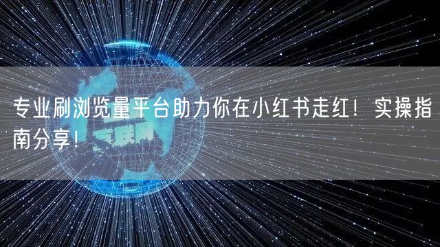 专业刷浏览量平台助力你在小红书走红！实操指南分享！