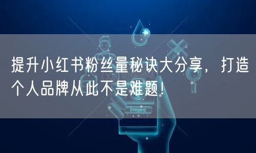 提升小红书粉丝量秘诀大分享，打造个人品牌从此不是难题！