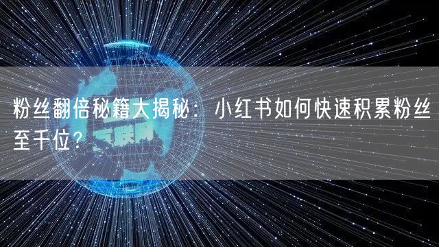 粉丝翻倍秘籍大揭秘：小红书如何快速积累粉丝至千位？