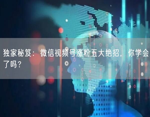 独家秘笈：微信视频号涨粉五大绝招，你学会了吗？