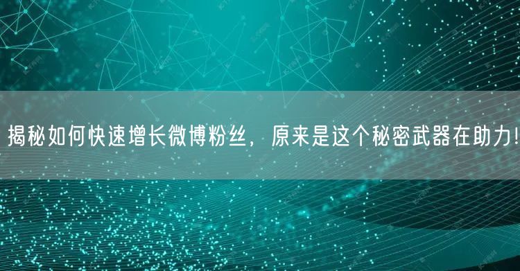 揭秘如何快速增长微博粉丝，原来是这个秘密