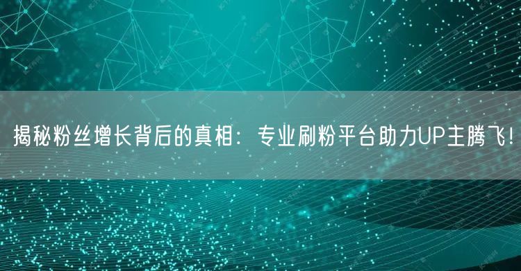 揭秘粉丝增长背后的真相：专业刷粉平台助力