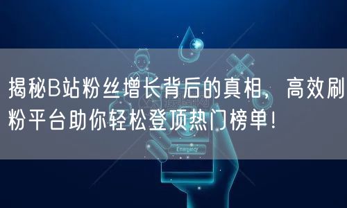 揭秘B站粉丝增长背后的真相，高效刷粉平台