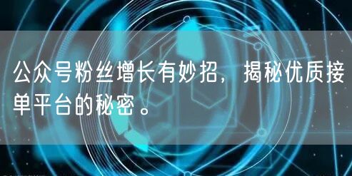 公众号粉丝增长有妙招，揭秘优质接单平台的秘密。