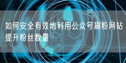 如何安全有效地利用公众号刷粉网站提升粉丝数量