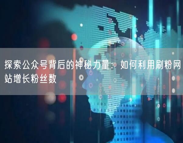 探索公众号背后的神秘力量：如何利用刷粉网站增长粉丝数