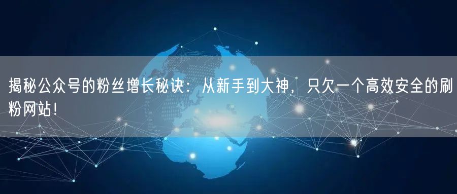揭秘公众号的粉丝增长秘诀：从新手到大神，只欠一个高效安全的刷粉网站！